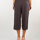 Pantaloni Dark Chocolate in fresco lana gessato PA17866E2 FO8 ELISABETTA FRANCHI 