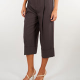 Pantaloni Dark Chocolate in fresco lana gessato PA17866E2 FO8 ELISABETTA FRANCHI 