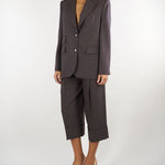 Pantaloni Dark Chocolate in fresco lana gessato PA17866E2 FO8 ELISABETTA FRANCHI 