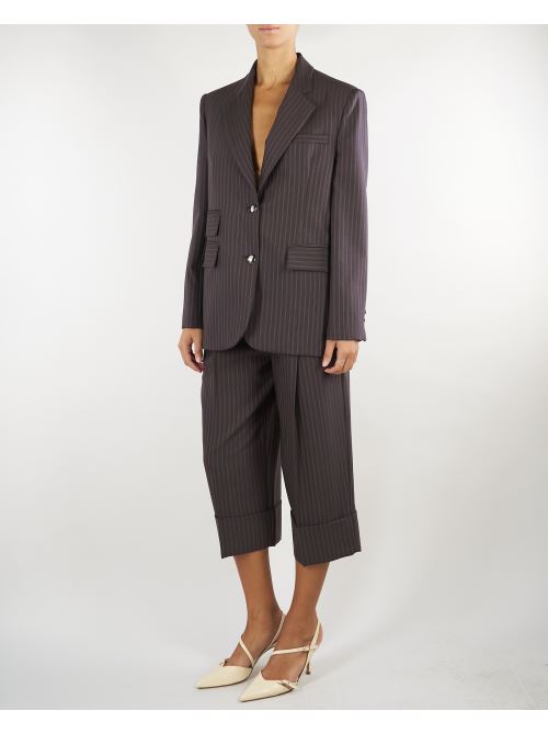 Pantaloni Dark Chocolate in fresco lana gessato PA17866E2 FO8 ELISABETTA FRANCHI 