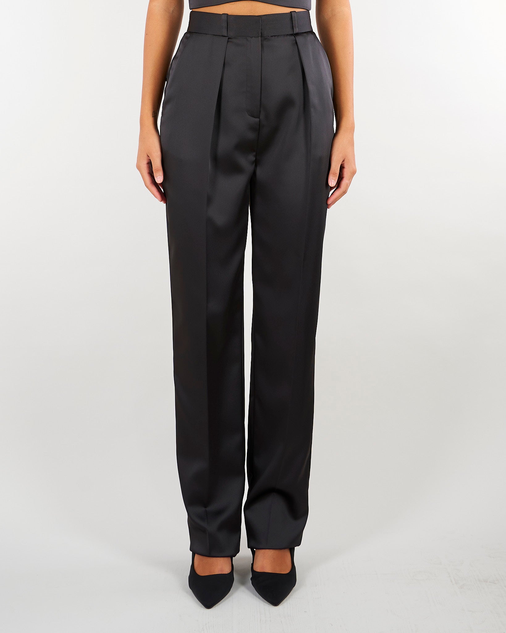 Pantaloni Nero in raso stretch PA18266E2 110 ELISABETTA FRANCHI 