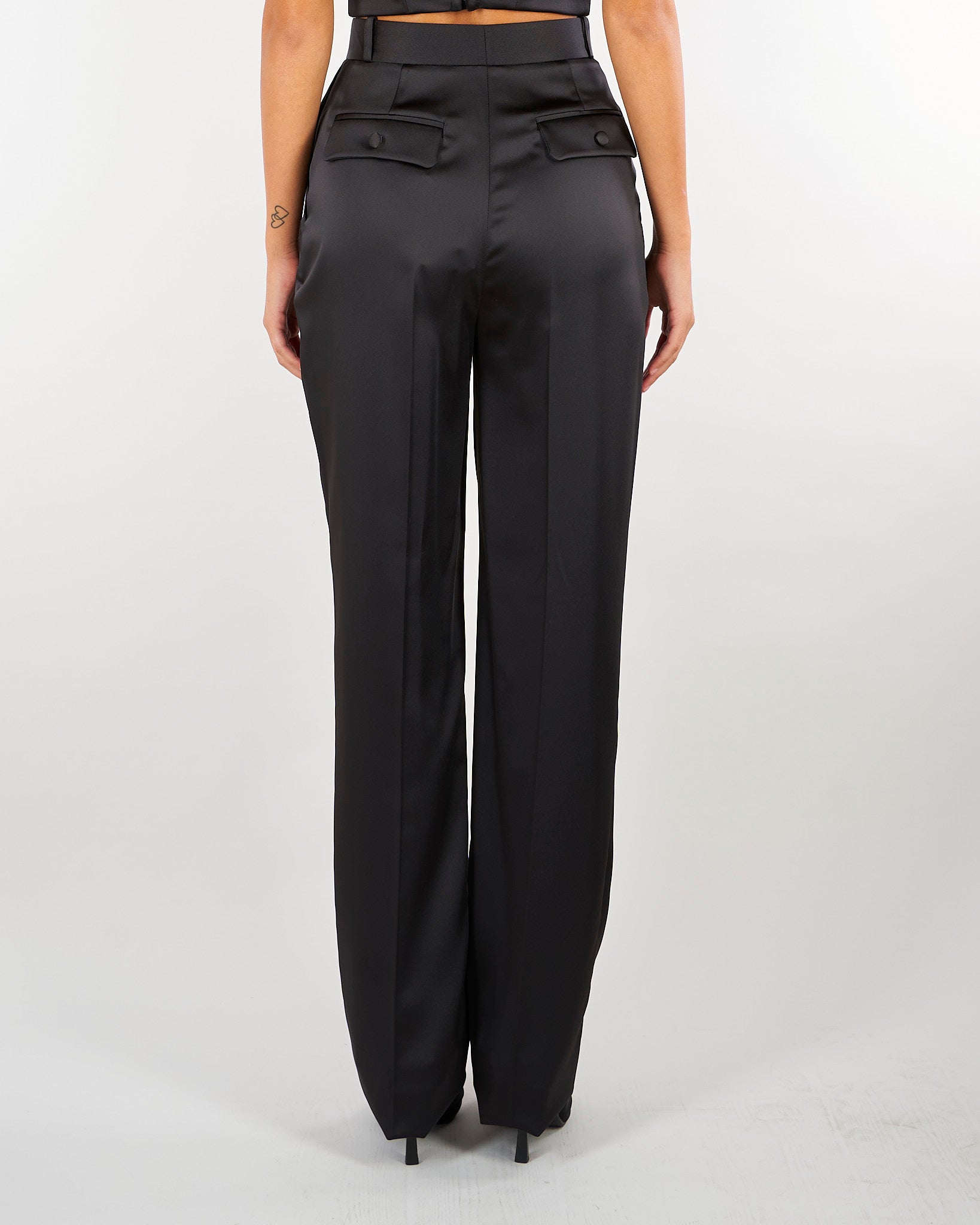 Pantaloni Nero in raso stretch PA18266E2 110 ELISABETTA FRANCHI 