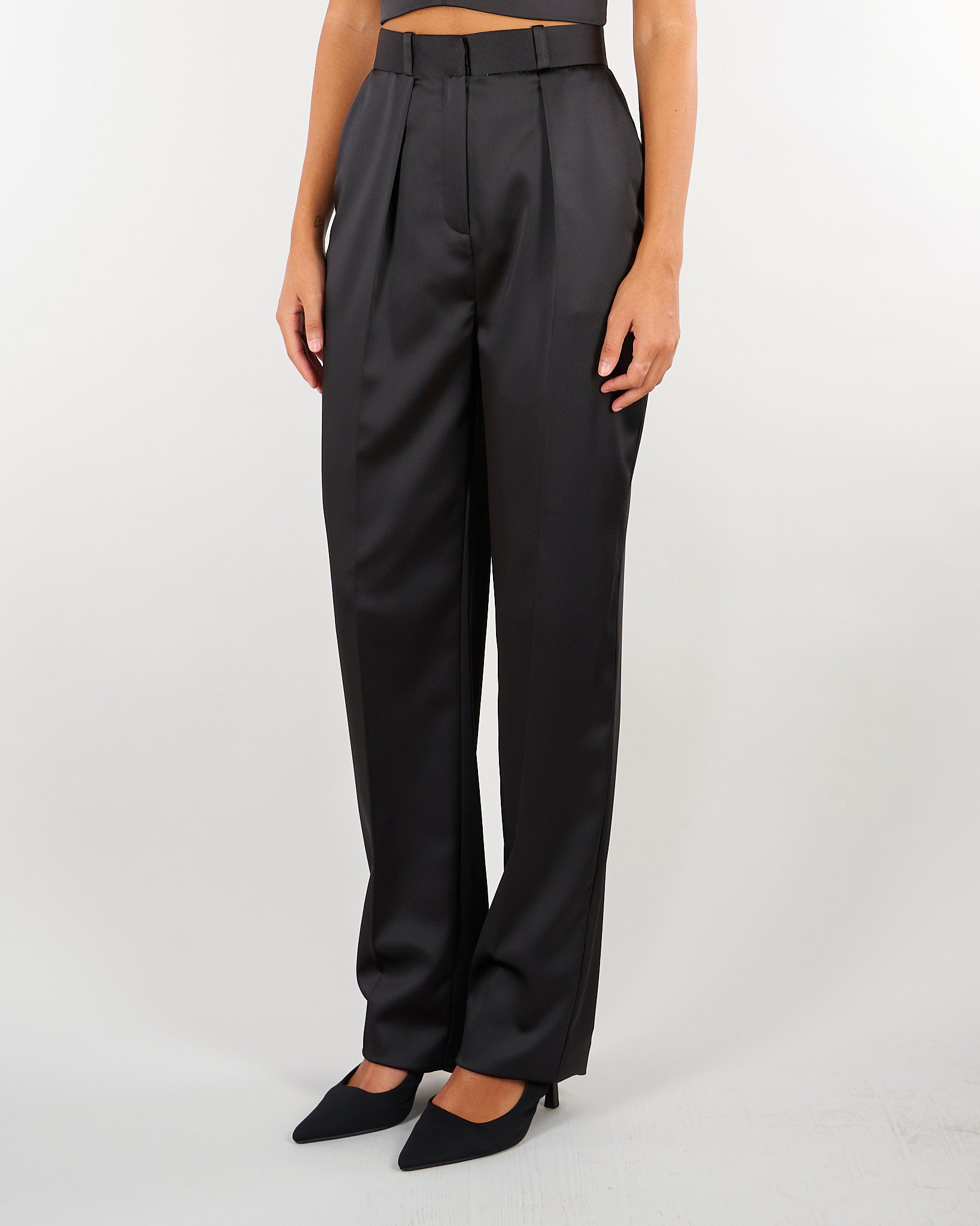 Pantaloni Nero in raso stretch PA18266E2 110 ELISABETTA FRANCHI 