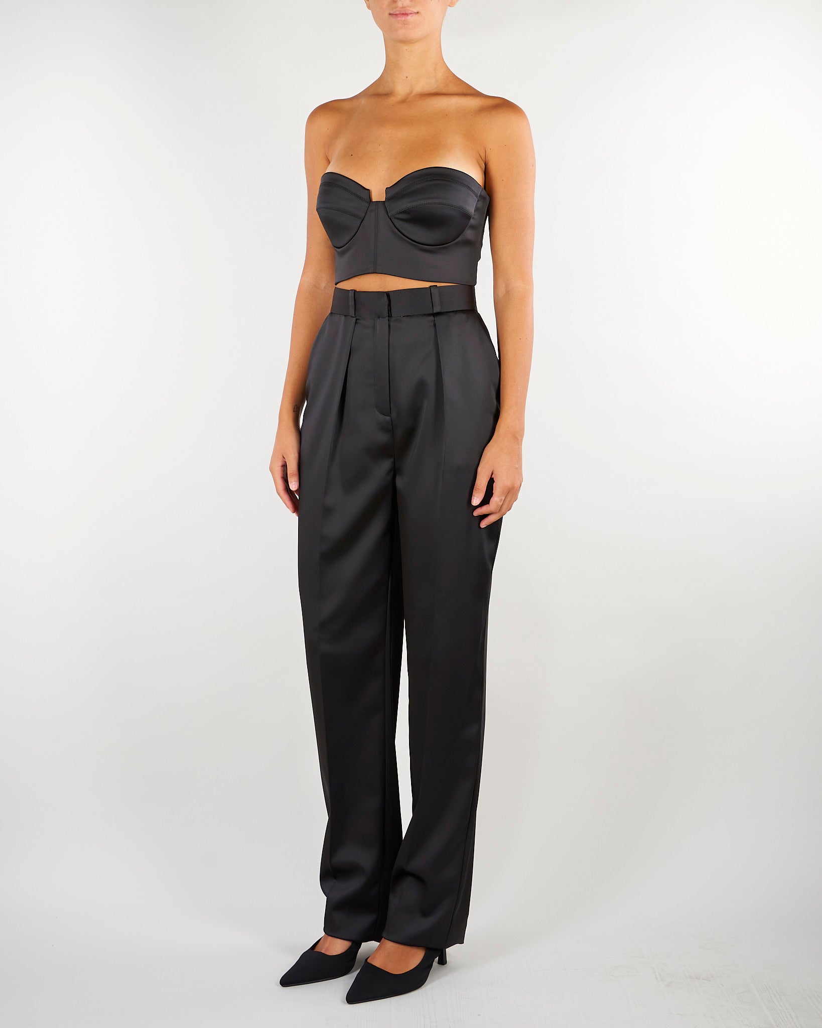 Pantaloni Nero in raso stretch PA18266E2 110 ELISABETTA FRANCHI 