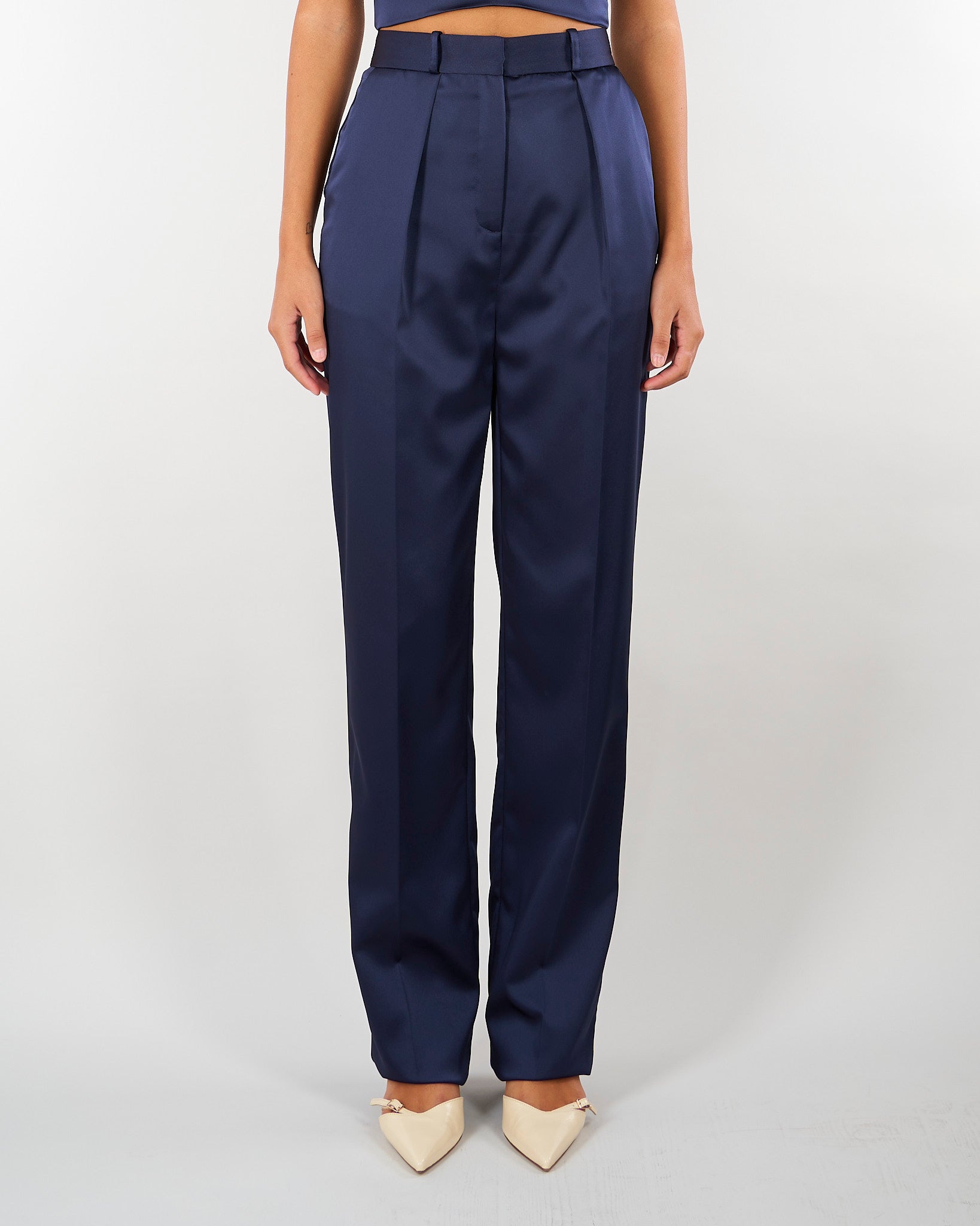 Pantaloni Blu Notte in raso stretch PA18266E2 H88 ELISABETTA FRANCHI 
