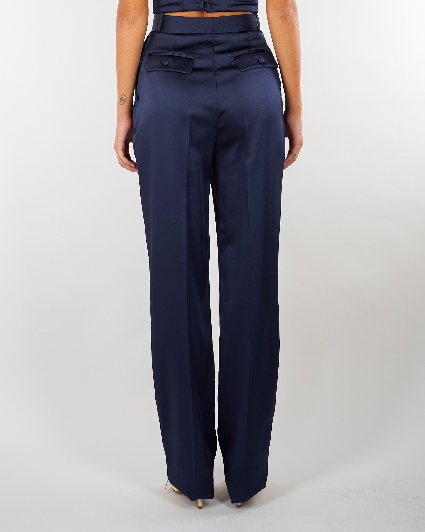 Pantaloni Blu Notte in raso stretch PA18266E2 H88 ELISABETTA FRANCHI 