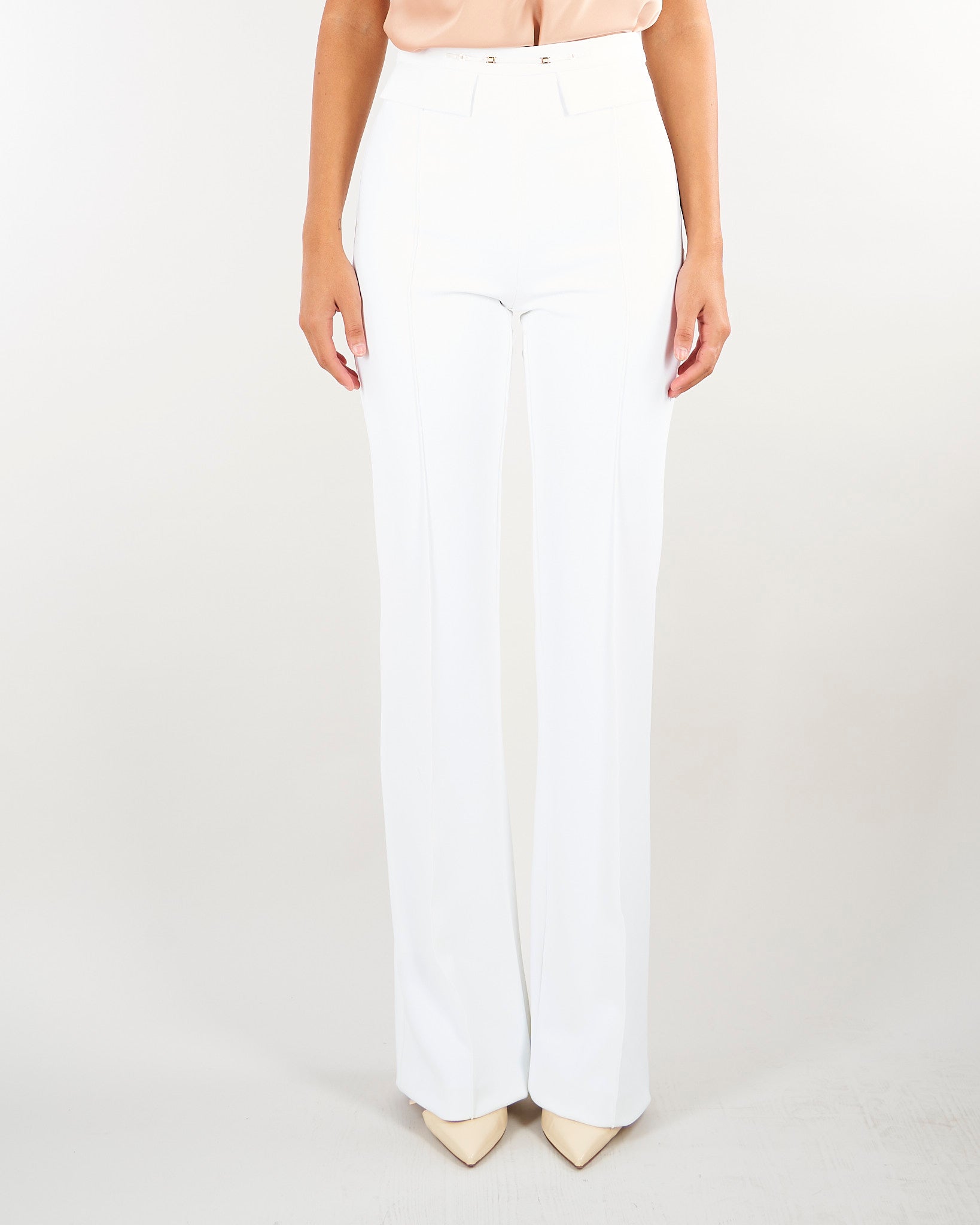 Pantaloni Avorio in doppio crêpe stretch PA19666E2 360 ELISABETTA FRANCHI 