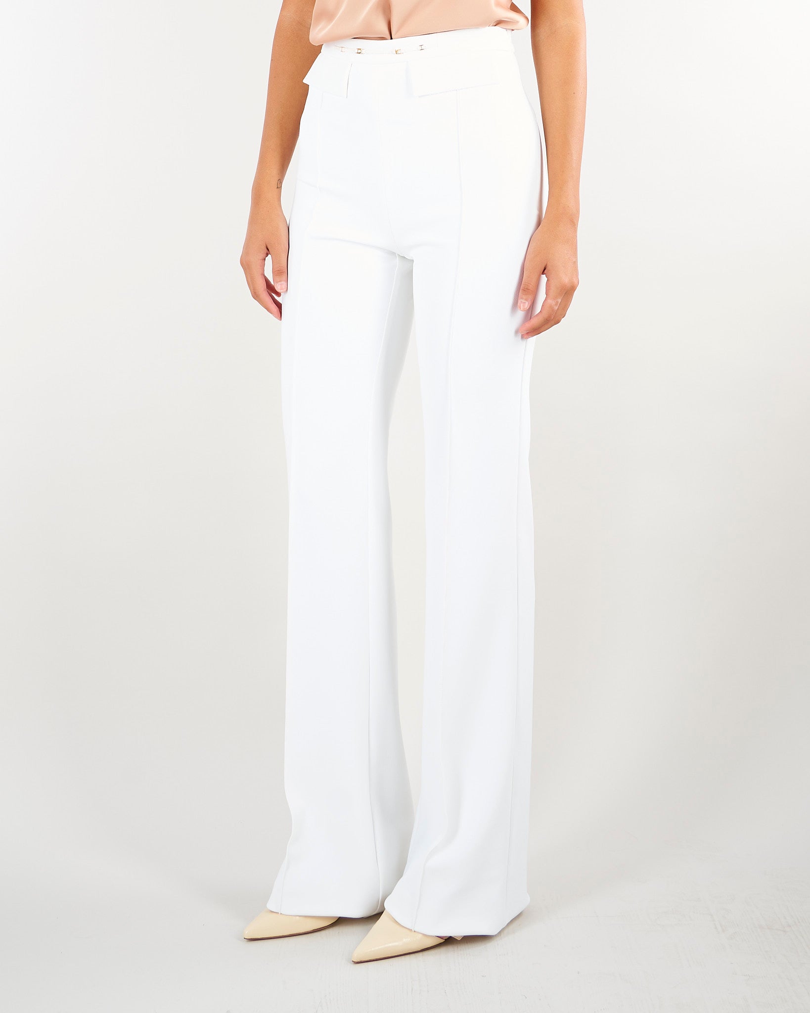 Pantaloni Avorio in doppio crêpe stretch PA19666E2 360 ELISABETTA FRANCHI 