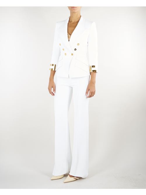Pantaloni Avorio in doppio crêpe stretch PA19666E2 360 ELISABETTA FRANCHI 