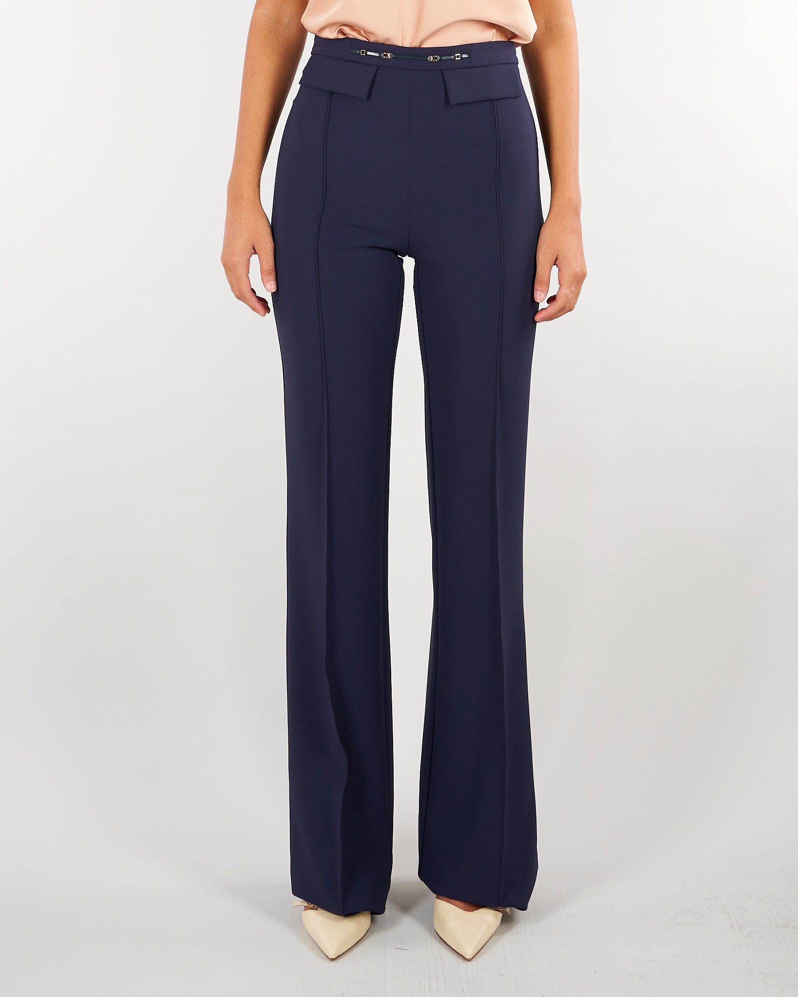 Pantaloni Blu Notte in doppio crêpe stretch PA19666E2 H88 ELISABETTA FRANCHI 