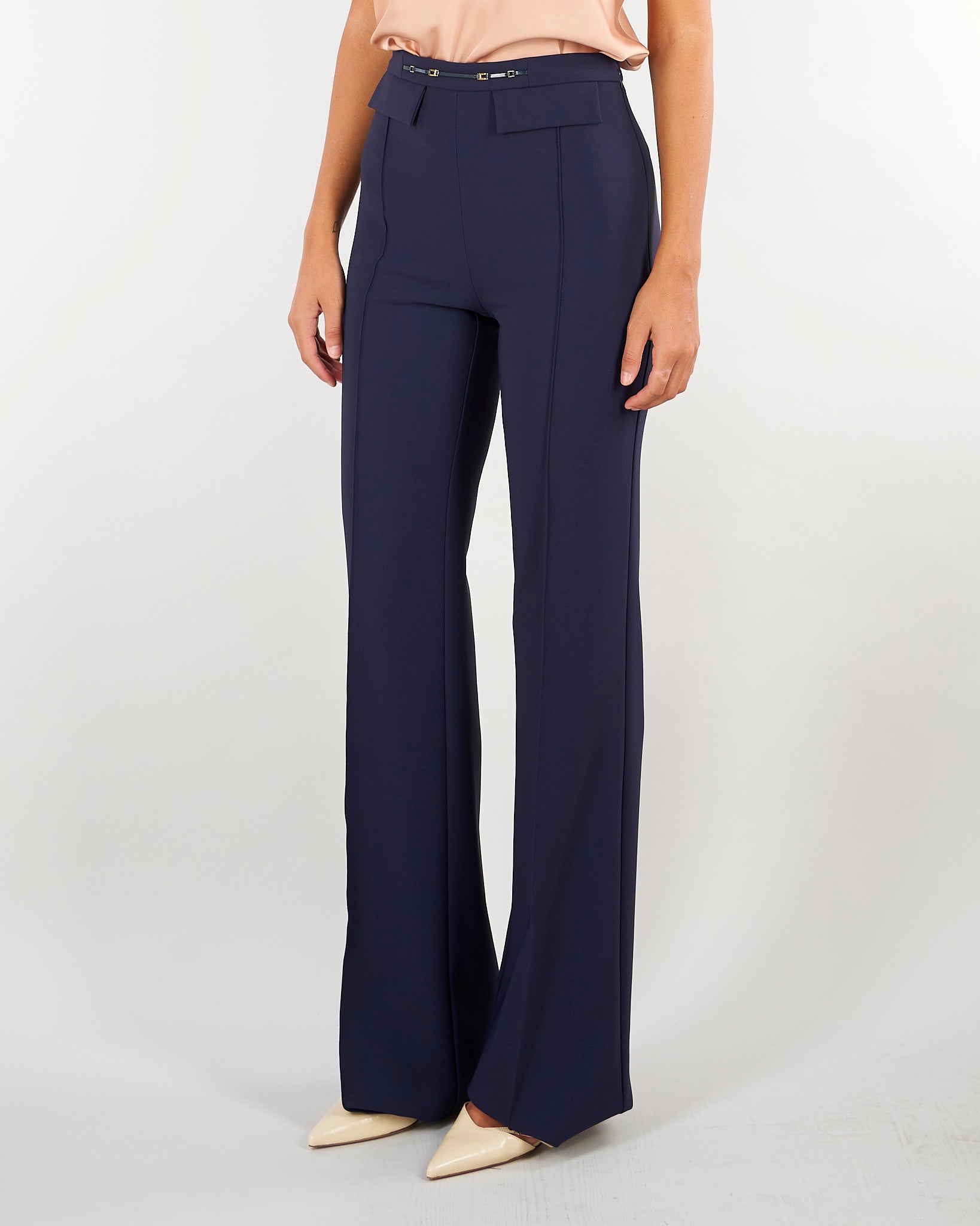 Pantaloni Blu Notte in doppio crêpe stretch PA19666E2 H88 ELISABETTA FRANCHI 