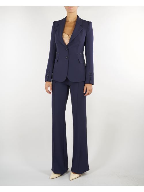 Pantaloni Blu Notte in doppio crêpe stretch PA19666E2 H88 ELISABETTA FRANCHI 