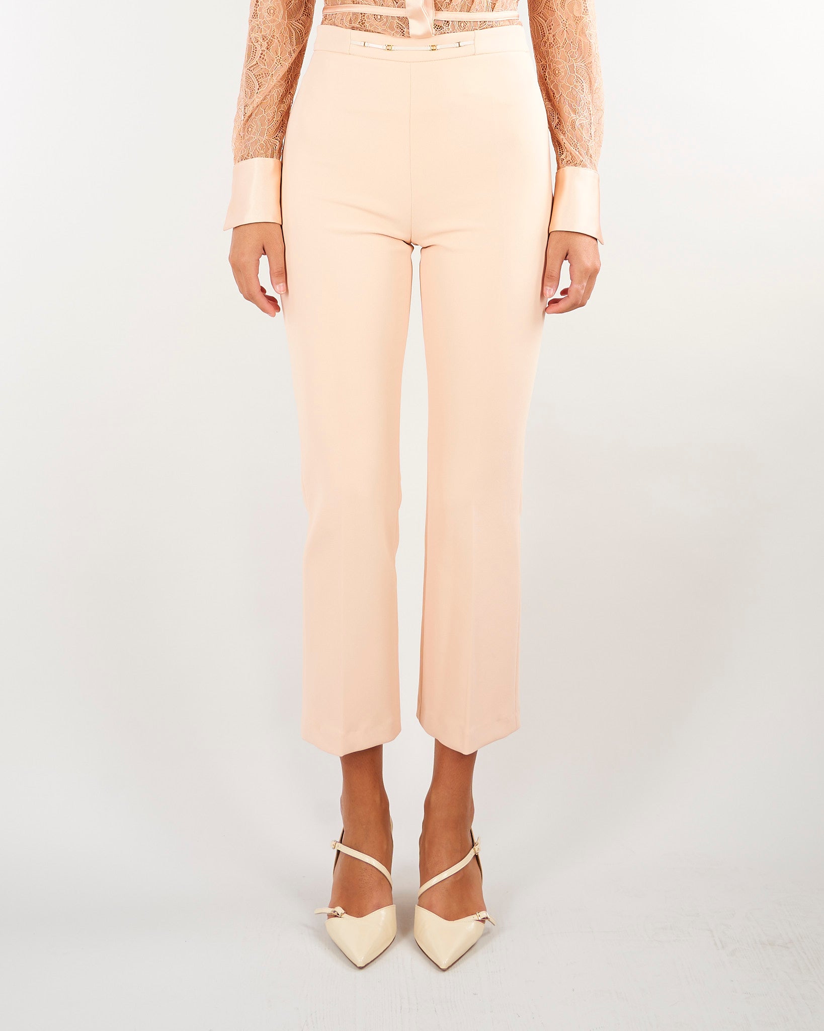 Pantaloni Nude in doppio crêpe stretch con dettaglio gioiello PA19866E2 EA1 ELISABETTA FRANCHI 