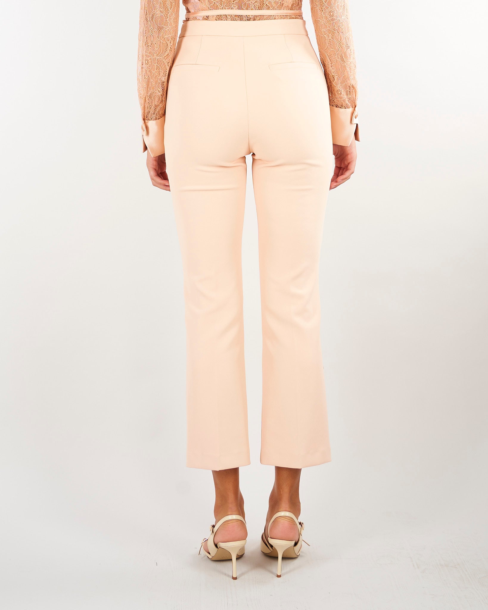 Pantaloni Nude in doppio crêpe stretch con dettaglio gioiello PA19866E2 EA1 ELISABETTA FRANCHI 