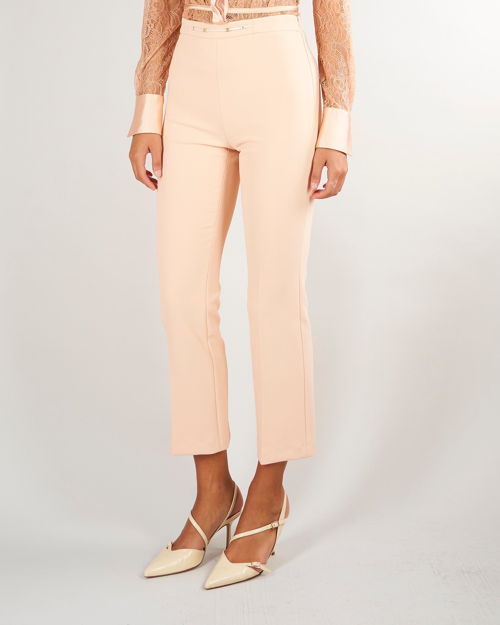 Pantaloni Nude in doppio crêpe stretch con dettaglio gioiello PA19866E2 EA1 ELISABETTA FRANCHI 