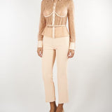 Pantaloni Nude in doppio crêpe stretch con dettaglio gioiello PA19866E2 EA1 ELISABETTA FRANCHI 