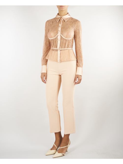 Pantaloni Nude in doppio crêpe stretch con dettaglio gioiello PA19866E2 EA1 ELISABETTA FRANCHI 
