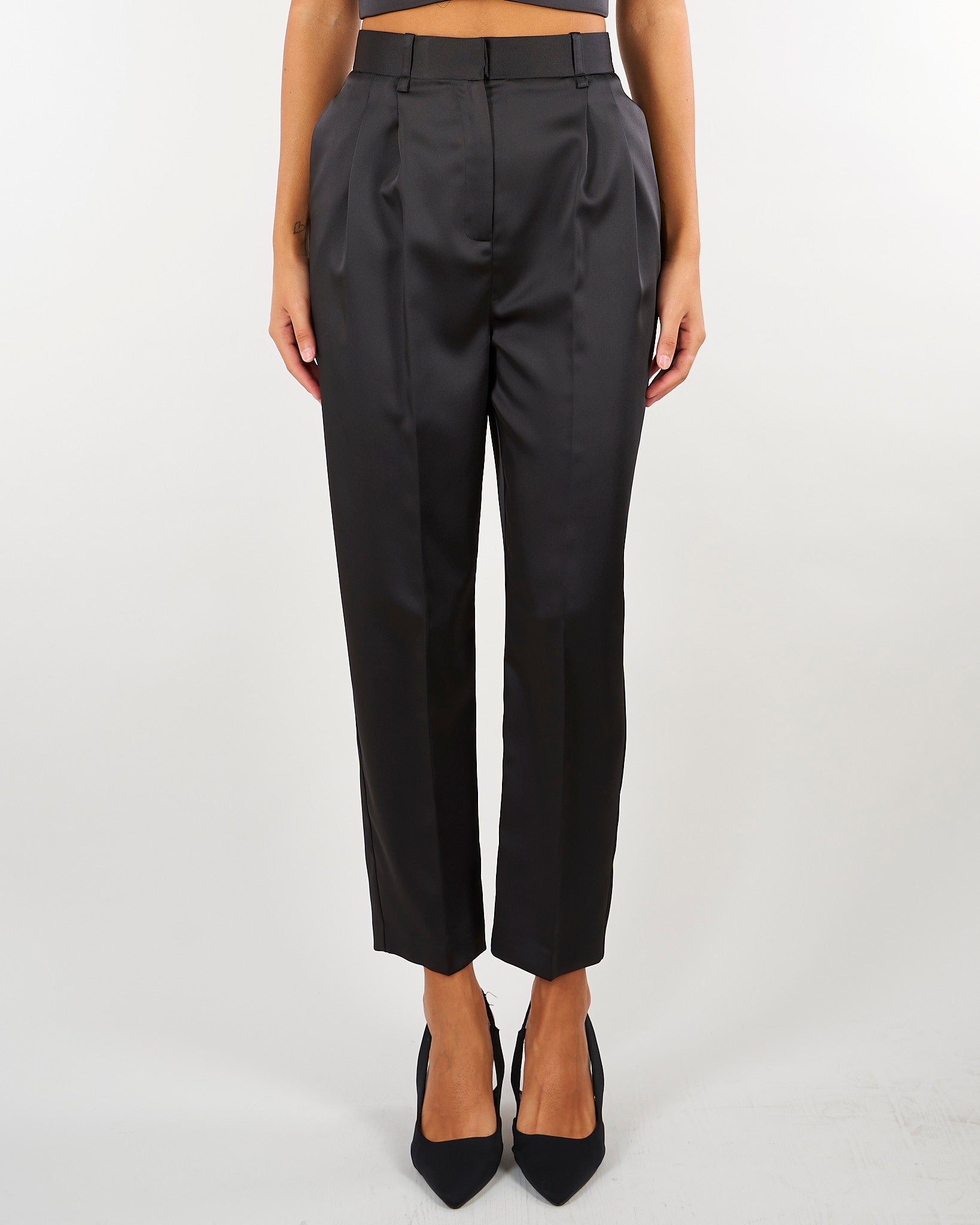Pantaloni Nero in raso stretch PA20366E2 110 ELISABETTA FRANCHI 