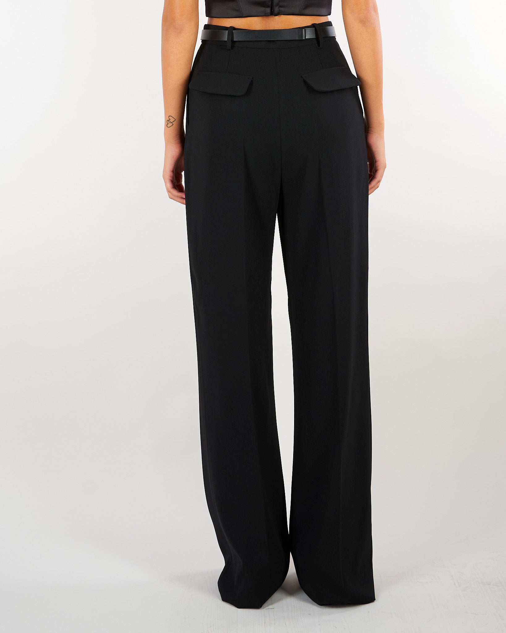 Pantaloni Nero in crêpe leggero con cintura PA20766E2 110 ELISABETTA FRANCHI 