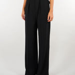 Pantaloni Nero in crêpe leggero con cintura PA20766E2 110 ELISABETTA FRANCHI 