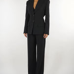 Pantaloni Nero in crêpe leggero con cintura PA20766E2 110 ELISABETTA FRANCHI 