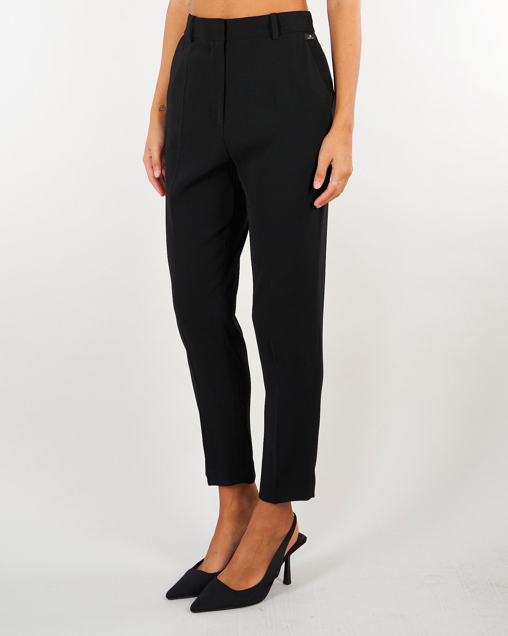 Pantaloni Nero in crêpe leggero PA20966E2 110 ELISABETTA FRANCHI 