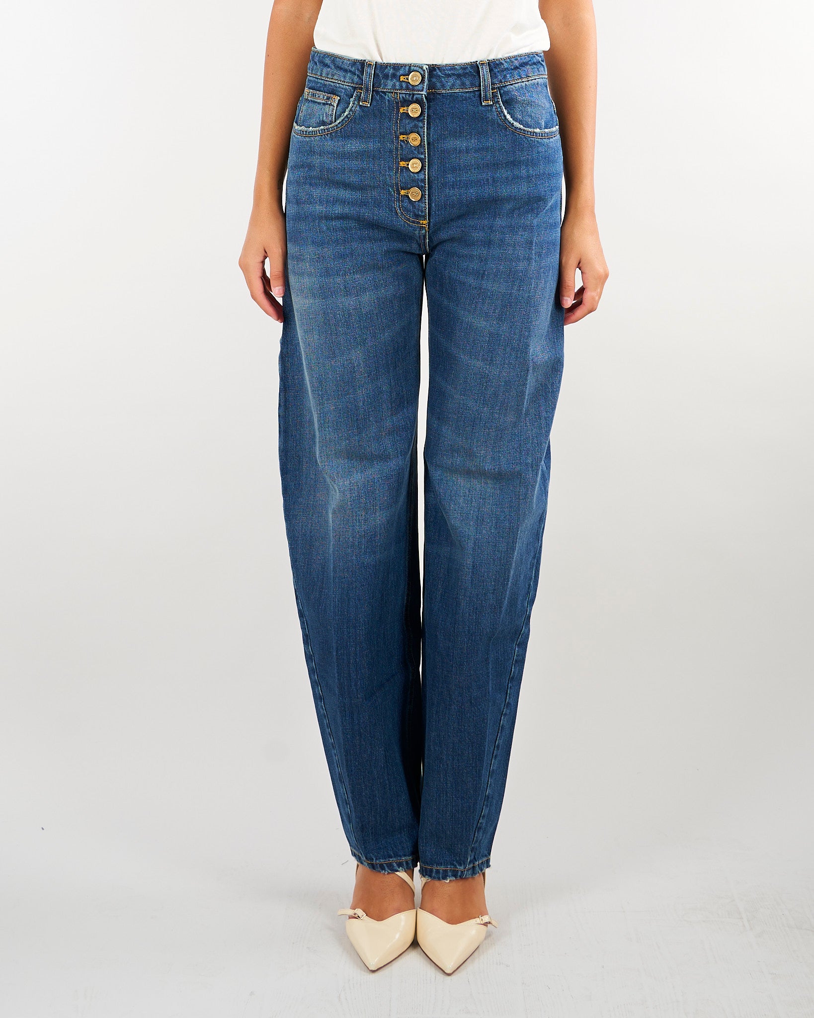 Jeans Blue Vintage balloon con bottoni gioiello PJ10D66E2 139 ELISABETTA FRANCHI 