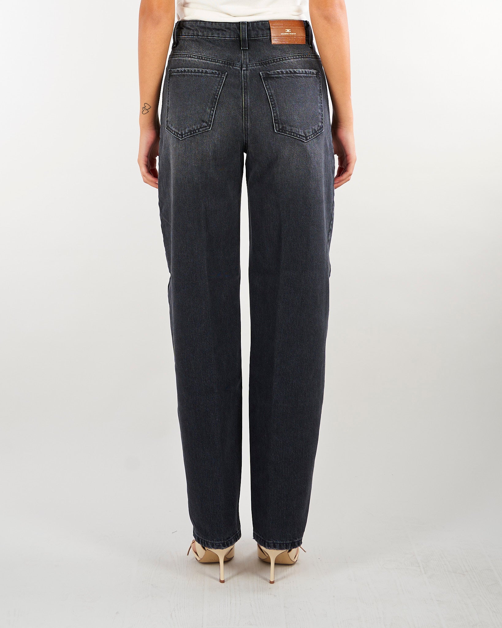 Jeans Vintage Black balloon con bottoni gioiello PJ10D66E2 C21 ELISABETTA FRANCHI 