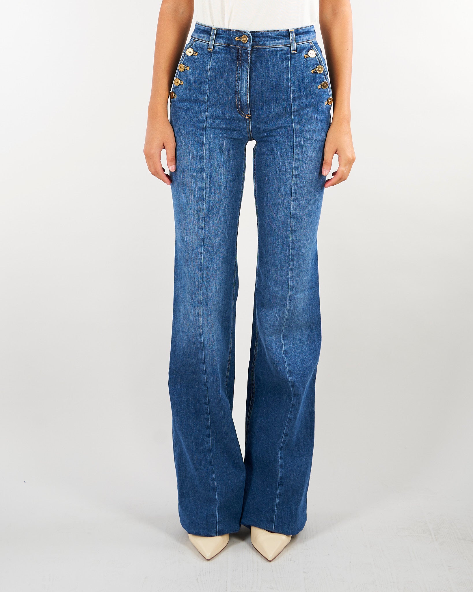Jeans Blue Vintage a palazzo con bottoniera PJ12D66E2 139 ELISABETTA FRANCHI 