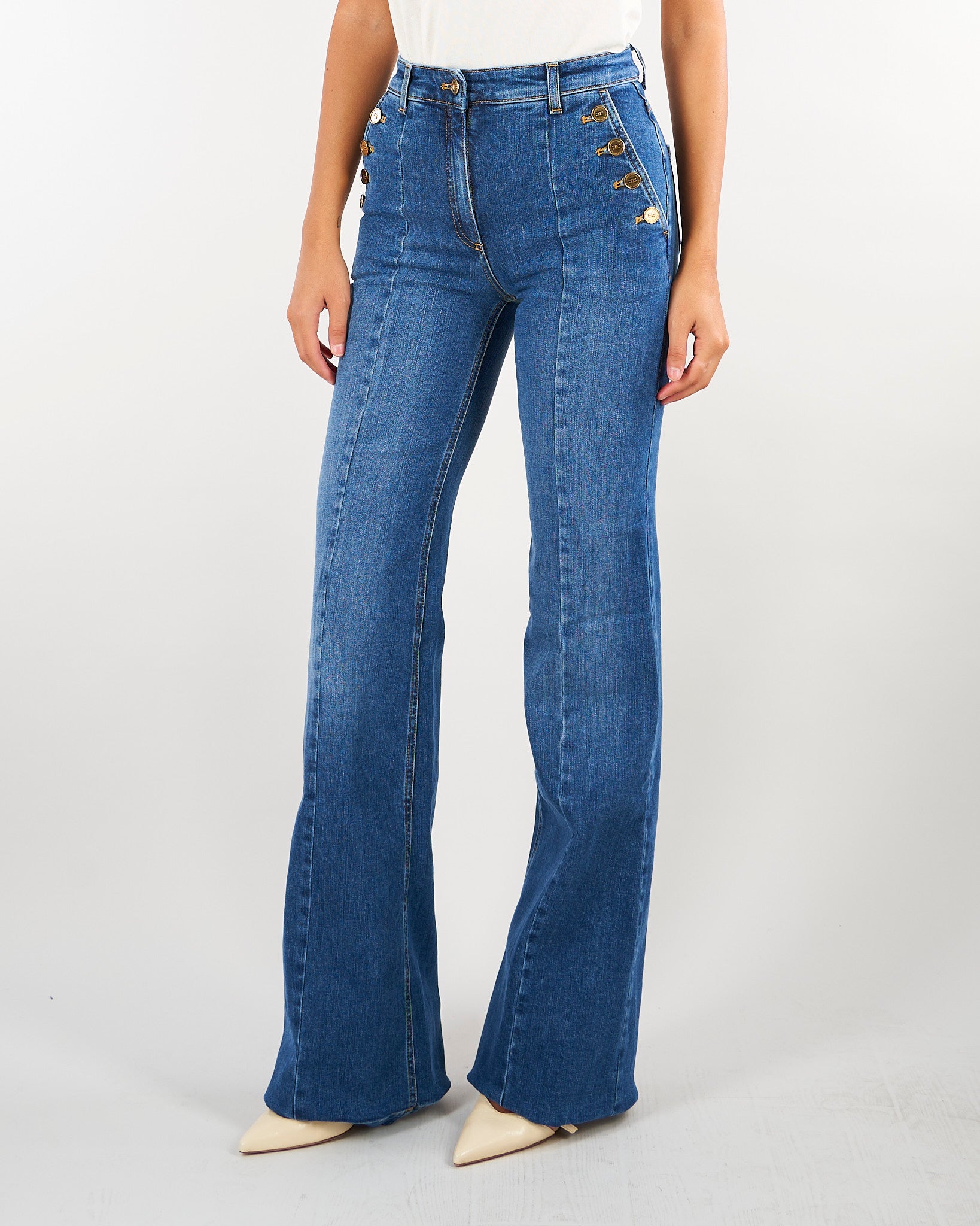 Jeans Blue Vintage a palazzo con bottoniera PJ12D66E2 139 ELISABETTA FRANCHI 