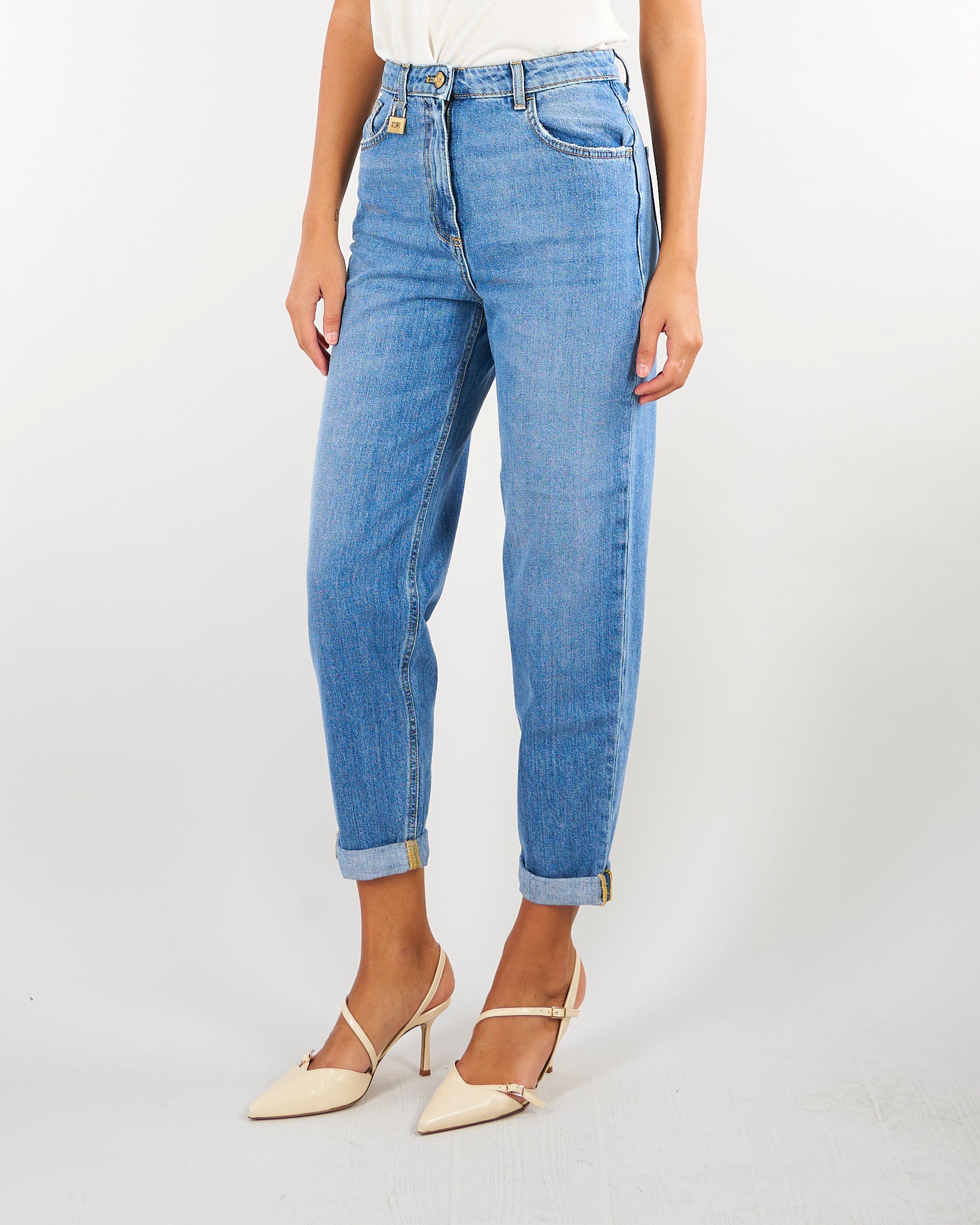 Jeans boyfriend Blue Vintage con lucchetto gioiello PJ14D66E2 139 ELISABETTA FRANCHI 