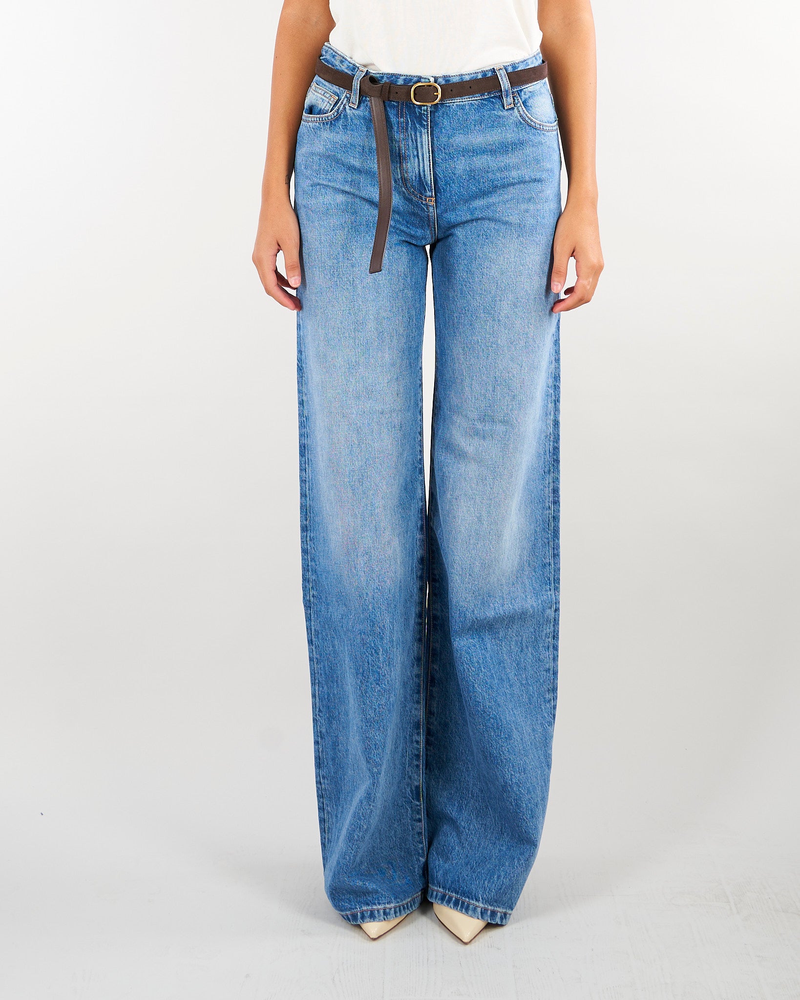 Jeans Blue Vintage a palazzo con cintura PJ20N66E2 139 ELISABETTA FRANCHI 