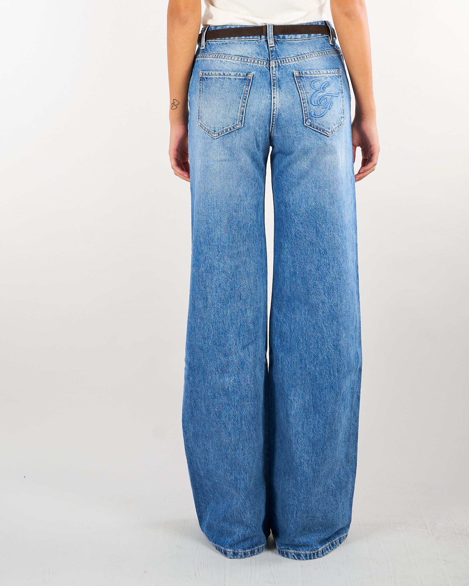 Jeans Blue Vintage a palazzo con cintura PJ20N66E2 139 ELISABETTA FRANCHI 