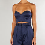 Top Blu Notte in raso stretch TO06966E2 H88 ELISABETTA FRANCHI 