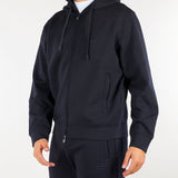 Felpa Blu con cappuccio e zip di double jersey con ricamo logo EM004538AF10013 UB118 EMPORIO ARMANI 