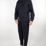 Felpa Blu con cappuccio e zip di double jersey con ricamo logo EM004538AF10013 UB118 EMPORIO ARMANI 