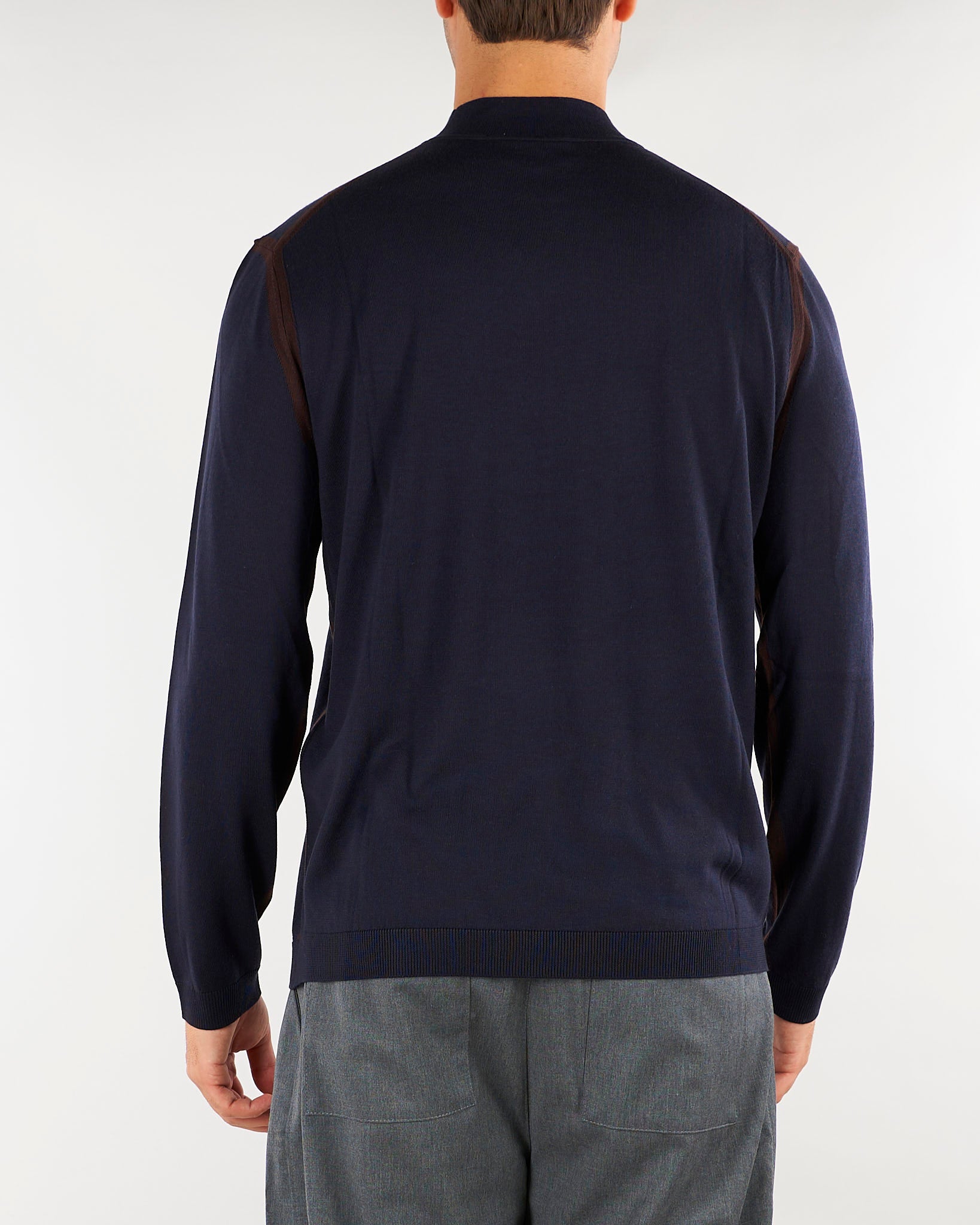 Maglia Blu in misto lana con dettagli a contrasto EM006272AF27930 MB039 EMPORIO ARMANI 