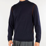 Maglia Blu in misto lana con dettagli a contrasto EM006272AF27930 MB039 EMPORIO ARMANI 