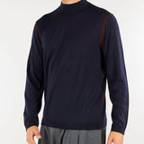Maglia Blu in misto lana con dettagli a contrasto EM006272AF27930 MB039 EMPORIO ARMANI 