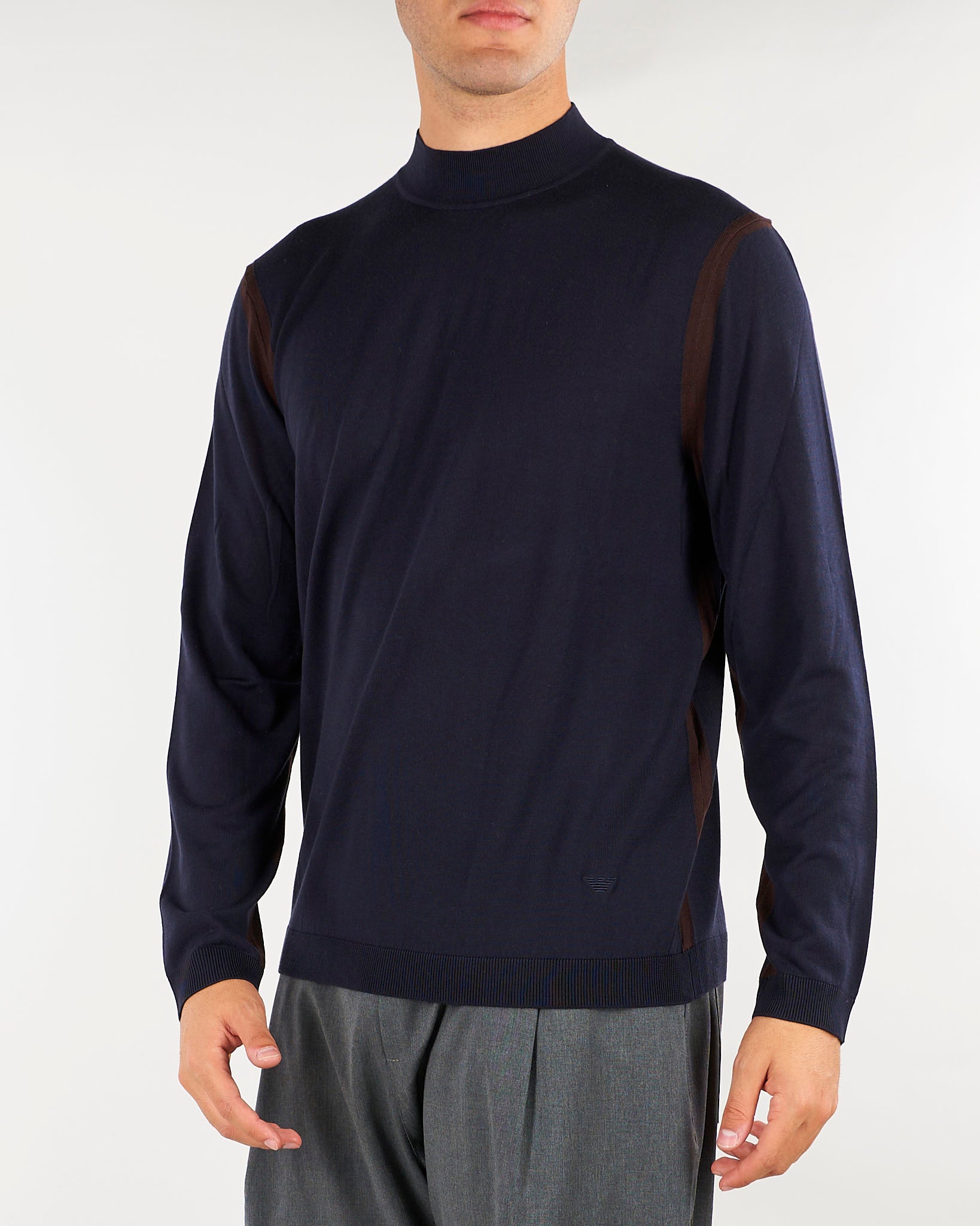 Maglia Blu in misto lana con dettagli a contrasto EM006272AF27930 MB039 EMPORIO ARMANI 