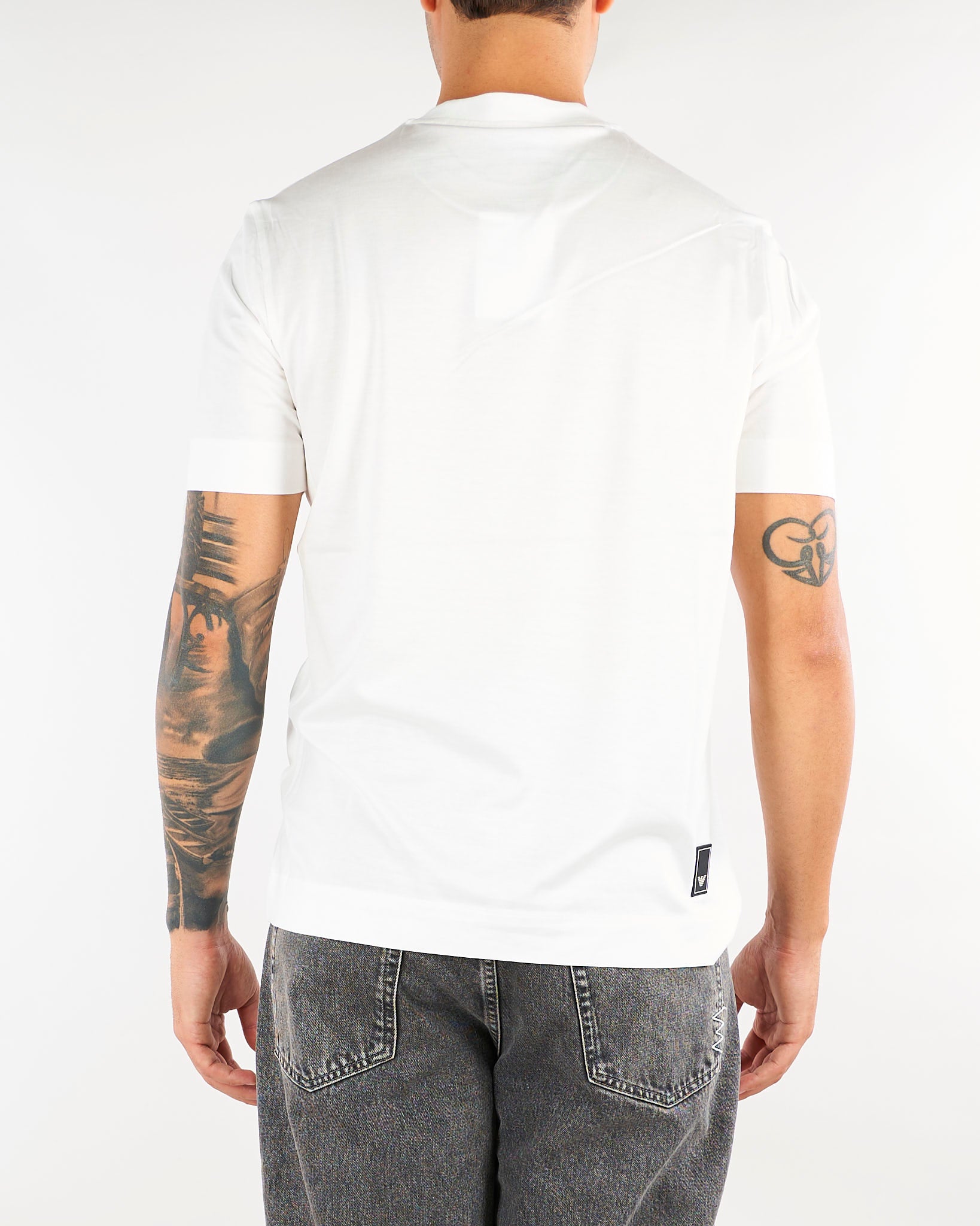 T-shirt Bianco in lyocell e cotone con logo EM006318AF10017 U0003 EMPORIO ARMANI 