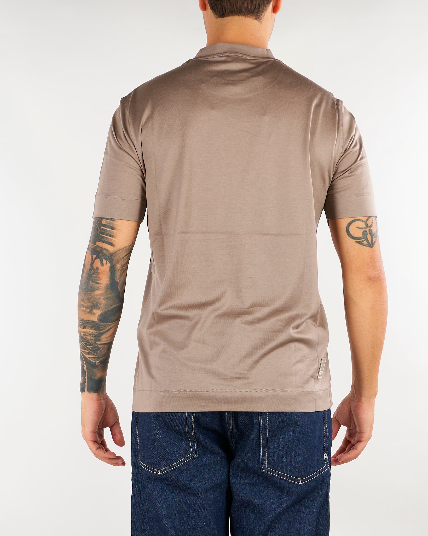 T-shirt Beige in lyocell e cotone con logo EM006318AF10017 U6107 EMPORIO ARMANI 