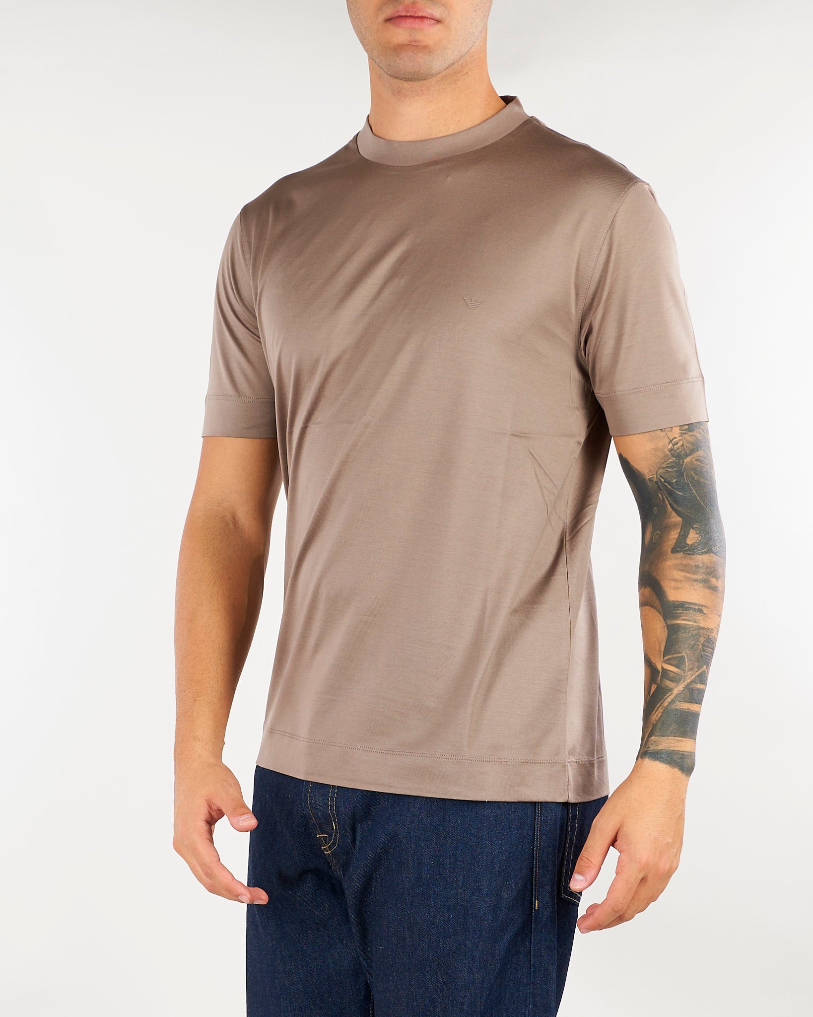 T-shirt Beige in lyocell e cotone con logo EM006318AF10017 U6107 EMPORIO ARMANI 