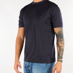 T-shirt Blu in lyocell e cotone con logo EM006318AF10017 UB118 EMPORIO ARMANI 