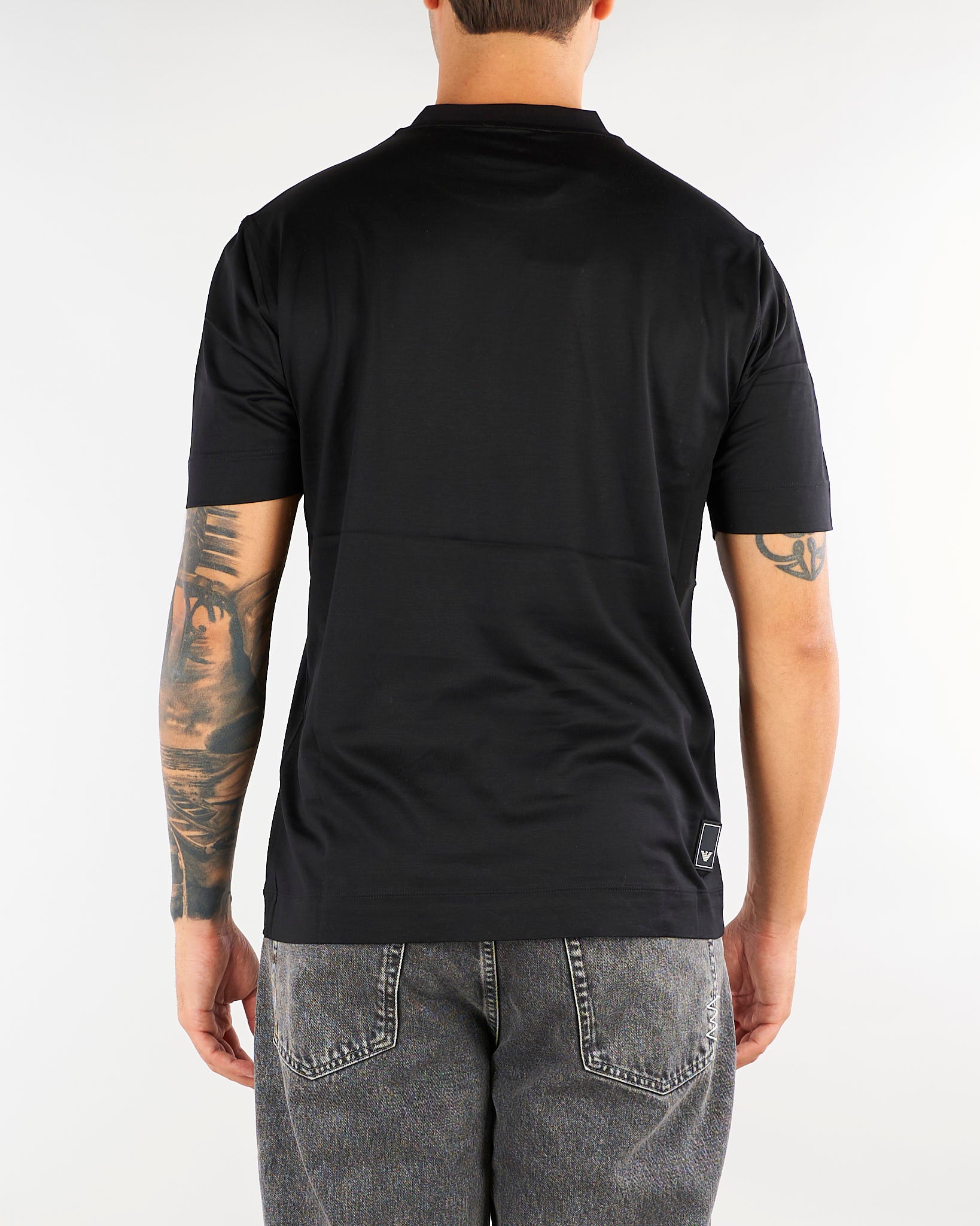 T-shirt Nero in lyocell e cotone con logo EM006318AF10017 UC001 EMPORIO ARMANI 