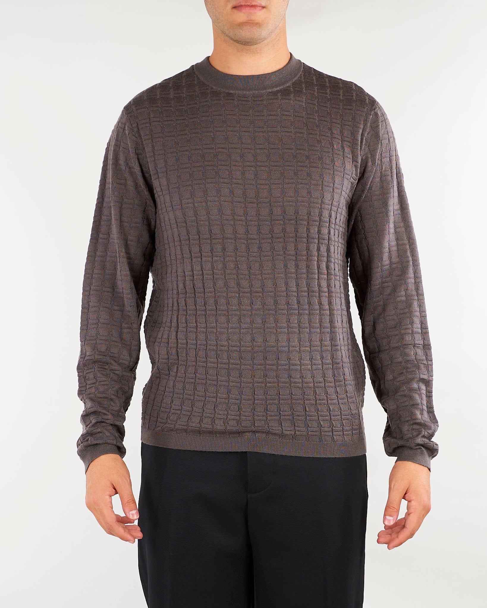 Maglia jacquard Grigio in misto lyocell e lana EM006419AF29821 U8108 EMPORIO ARMANI 