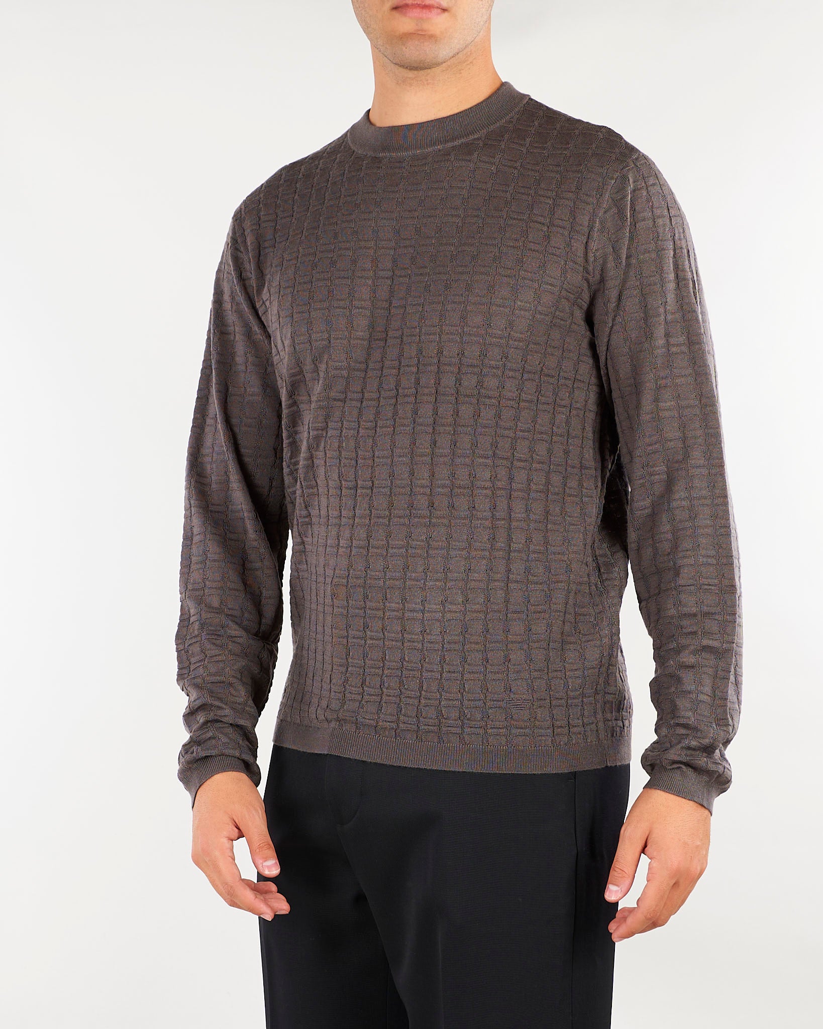 Maglia jacquard Grigio in misto lyocell e lana EM006419AF29821 U8108 EMPORIO ARMANI 