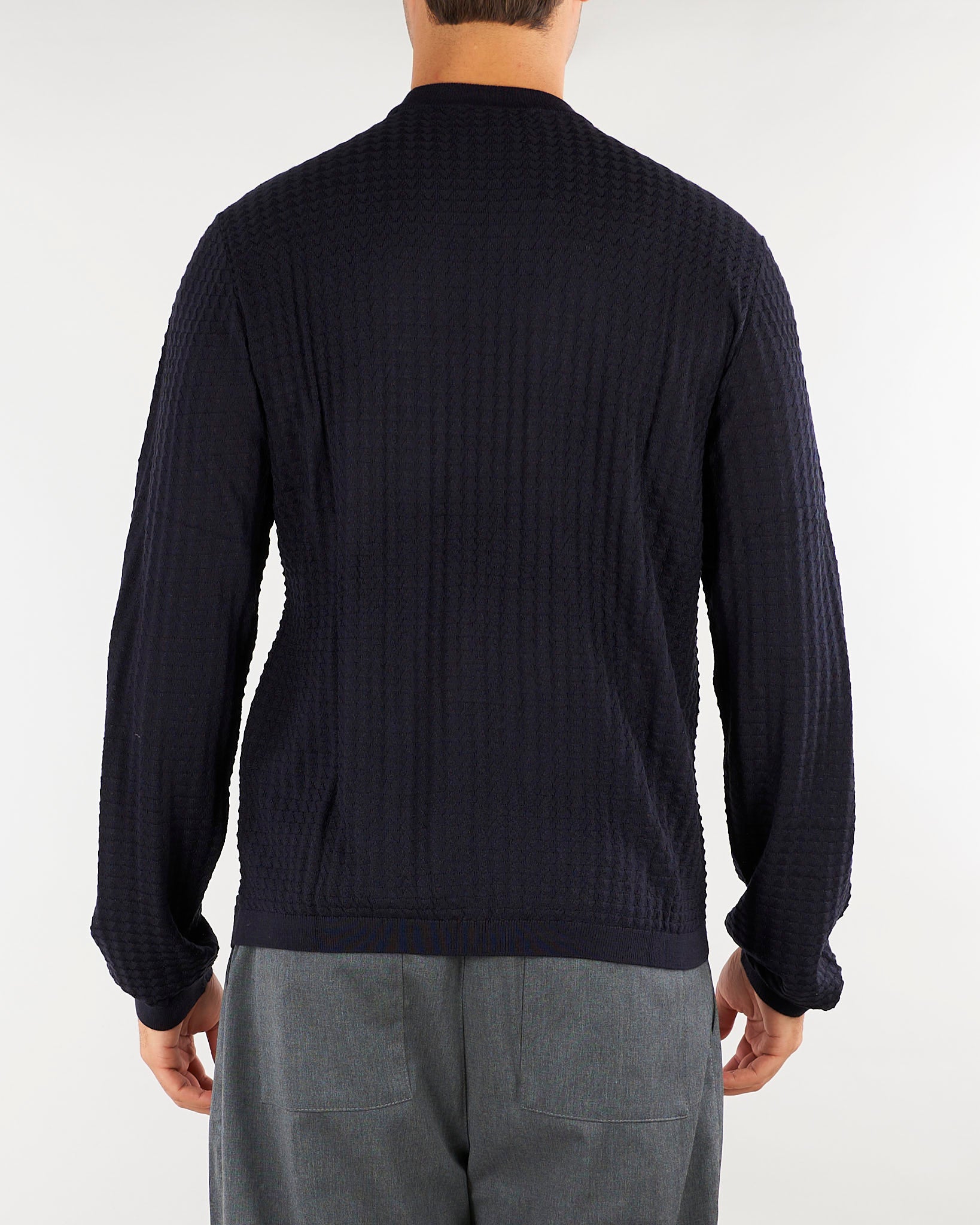 Maglia jacquard Blu in misto lyocell e lana EM006419AF29821 UB109 EMPORIO ARMANI 