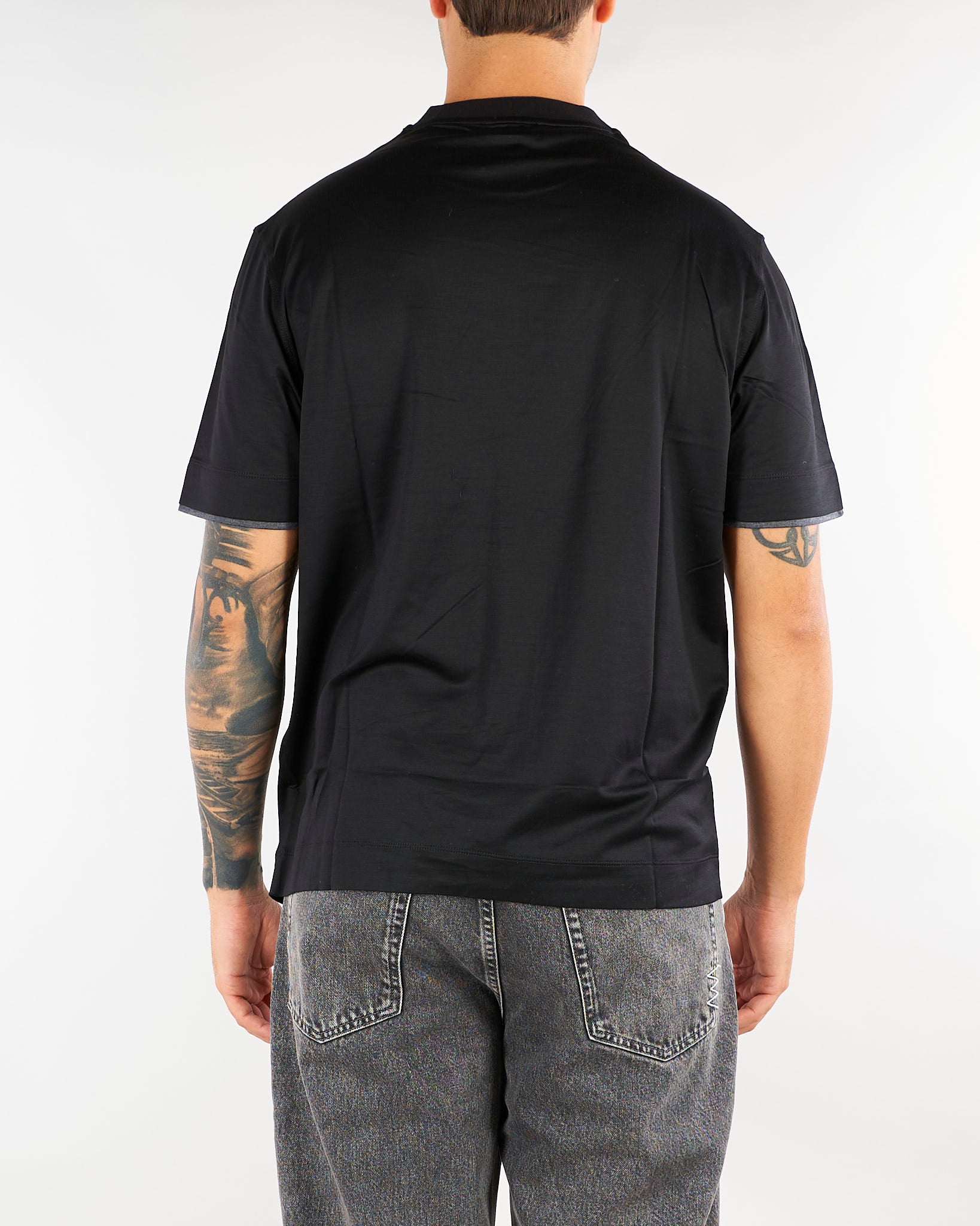 T-shirt Nero in jersey e lyocell con logo EM006766AF10017 MC718 EMPORIO ARMANI 