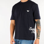 T-shirt Blu in cotone con ricamo logo laterale EM006811AF13715 MB842 EMPORIO ARMANI 